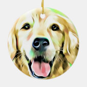 Golden Retriever Puppy Dog Digitale Kunst Keramik Ornament (Hinten)