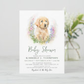 Golden Retriever Puppy Dog Moderne Babydusche Einladung (Stehend Vorderseite)