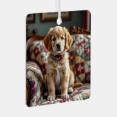 Golden Retriever Puppy Dog Personalisierte Weihnac Ornament Aus Metall (Vorderseite Rechts)