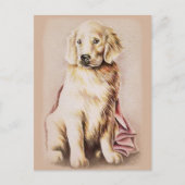 Golden Retriever Puppy Dog Portrait zeichnend Postkarte (Vorderseite)