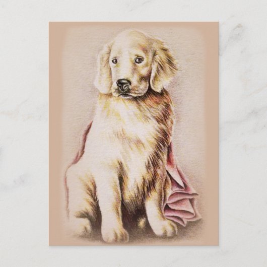 Golden Retriever Puppy Dog Portrait zeichnend Postkarte (Vorderseite)