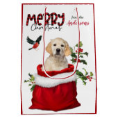 Golden Retriever Puppy Dog Weihnachten Mittlere Geschenktüte (Rückseite)