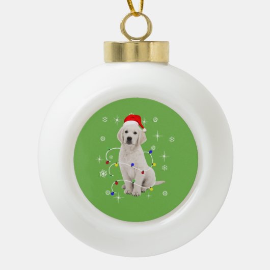 Golden Retriever Puppy Doliday Weihnachten Keramik Kugel-Ornament (Vorderseite)