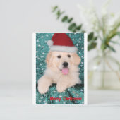 Golden Retriever Puppy Feiertagspostkarte (Stehend Vorderseite)