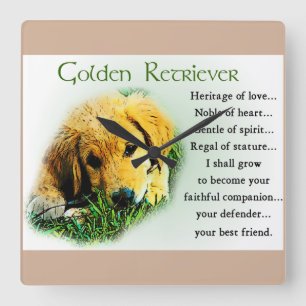 Golden Retriever Puppy Heritage Gifts Quadratische Wanduhr