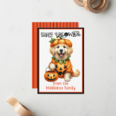 Golden Retriever Puppy Hund Happy Halloween Mitteilungskarte (Vorderseite/Rückseite Beispiel)