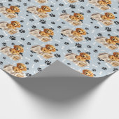 Golden Retriever Puppy in Basket Paw Print Geschenkpapier (Ecke)