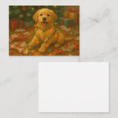 Golden Retriever Puppy in Christmas Lights Card Mitteilungskarte (Vorne/Hinten)