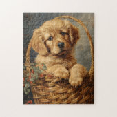 Golden Retriever Puppy in einem Korb Puzzle (Vertikal)
