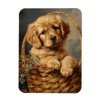 Golden Retriever Puppy in einem Körbchen flexibel Magnet
