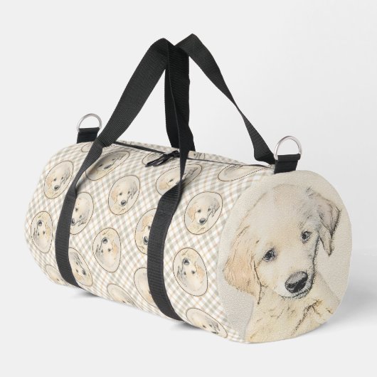 Golden Retriever Puppy Malerei Original Dog Art Duffle Bag (Linke Seite)