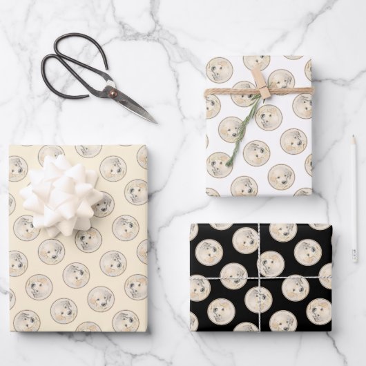 Golden Retriever Puppy Malerei Original Dog Art Geschenkpapier Set (Vorderseite)