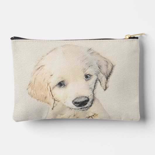 Golden Retriever Puppy Malerei Original Dog Art Zubehörtasche (Rückseite)