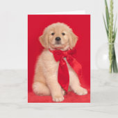 Golden Retriever Puppy Merry Woofin Weihnachten Karte (Vorderseite)