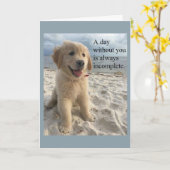 Golden Retriever Puppy Miss You Card Karte (Gelbe Blume)