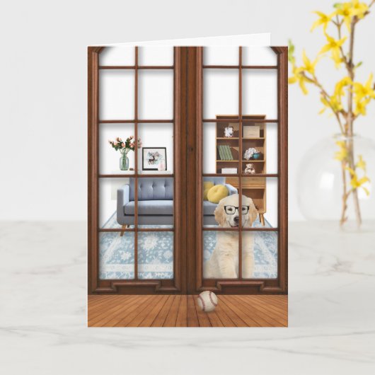 Golden Retriever Puppy Miss You Card Karte (Gelbe Blume)