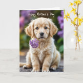 Golden Retriever Puppy mit Lilacs Karte (Gelbe Blume)