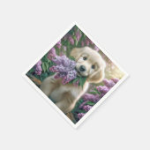 Golden Retriever Puppy mit Lilacs Serviette (Ecke)