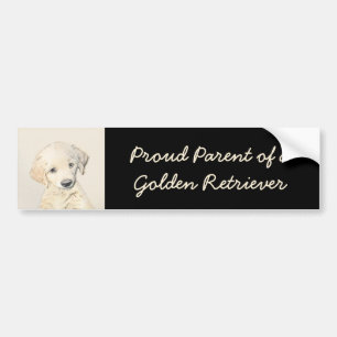 Golden Retriever Puppy Painting - Original Dog Art Autoaufkleber