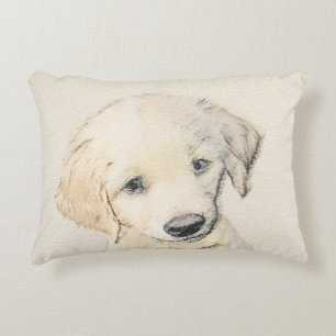 Golden Retriever Puppy Painting - Original Dog Art Dekokissen