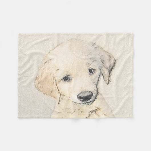 Golden Retriever Puppy Painting - Original Dog Art Fleecedecke (Vorderseite (Horizontal))