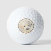 Golden Retriever Puppy Painting - Original Dog Art Golfball (Vorderseite)