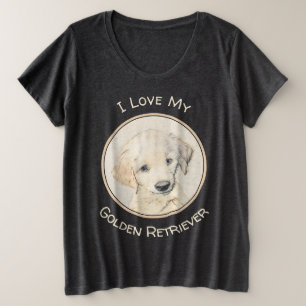 Golden Retriever Puppy Painting - Original Dog Art Große Größe T-Shirt
