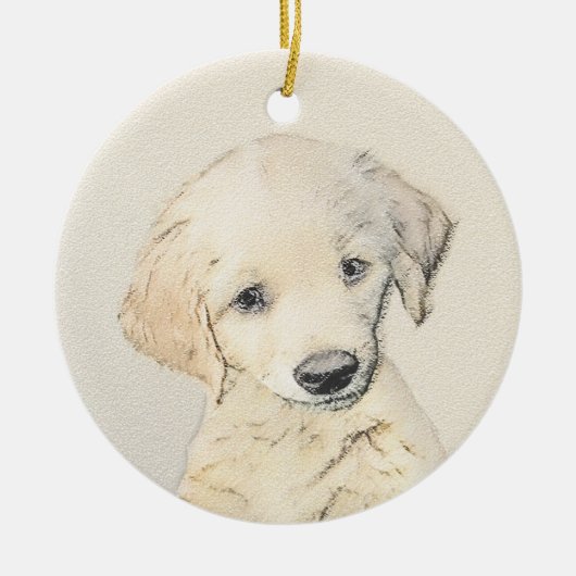 Golden Retriever Puppy Painting - Original Dog Art Keramik Ornament (Vorne)