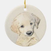 Golden Retriever Puppy Painting - Original Dog Art Keramik Ornament (Hinten)