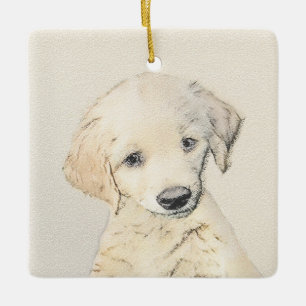 Golden Retriever Puppy Painting - Original Dog Art Keramikornament