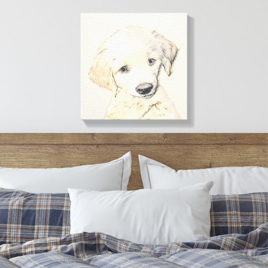 Golden Retriever Puppy Painting - Original Dog Art Leinwanddruck (Insitu (Schlafzimmer))