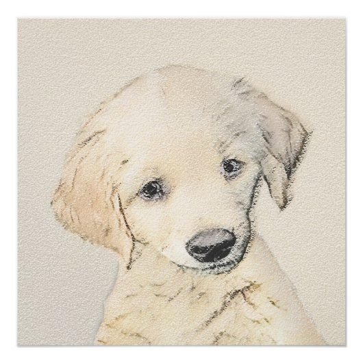 Golden Retriever Puppy Painting - Original Dog Art Poster (Vorderseite)