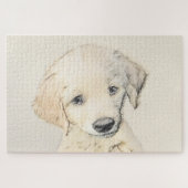 Golden Retriever Puppy Painting - Original Dog Art Puzzle (Horizontal)