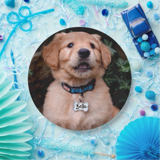 Golden Retriever Puppy personalisiert Namensschild Pappteller (Party)