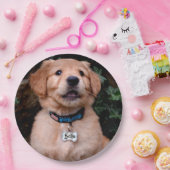 Golden Retriever Puppy personalisiert Namensschild Pappteller (Party)