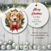 Golden Retriever Puppy Red Bow Kraath Weihnachten Keramik Ornament