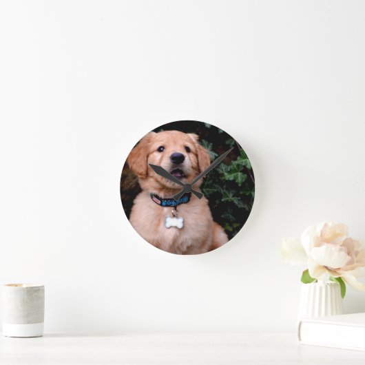 Golden Retriever Puppy Runde Wanduhr (Zuhause)