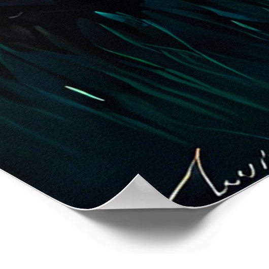 Golden Retriever Puppy Starry Night Van Gogh Style Poster (Ecke)