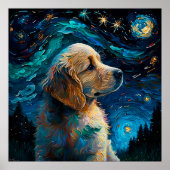 Golden Retriever Puppy Starry Night Van Gogh Style Poster (Vorne)