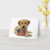 Golden Retriever Puppy und Flag Karte (Gelbe Blume)