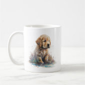 Golden Retriever Puppy Watercolor Kunst Kaffeetasse (Links)