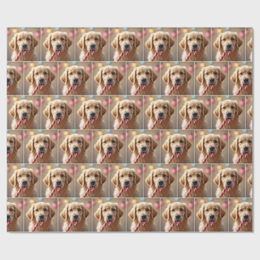 Golden Retriever Puppy With a Candy Cane Geschenkpapier (Flach)