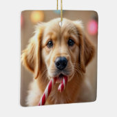 Golden Retriever Puppy With a Candy Cane Keramikornament (Rechts)