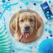 Golden Retriever Puppy With a Candy Cane Pappteller (Party)