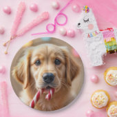 Golden Retriever Puppy With a Candy Cane Pappteller (Party)