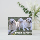 Golden Retriever Puppy with Proud Parents Postkarte (Stehend Vorderseite)