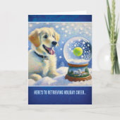 Golden Retriever Puppy With Tennis Ball Snow Globe Karte (Vorderseite)