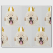 Golden Retriever Puppy Yawning mit Krone Geschenkpapier (Flach)