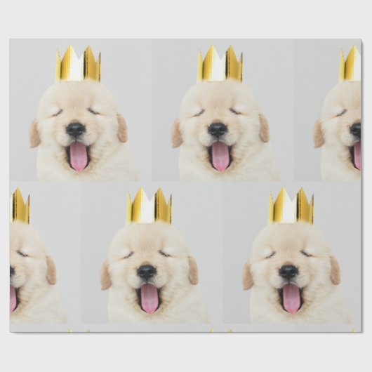 Golden Retriever Puppy Yawning mit Krone Geschenkpapier (Flach)