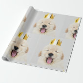 Golden Retriever Puppy Yawning mit Krone Geschenkpapier (Ungerollt)